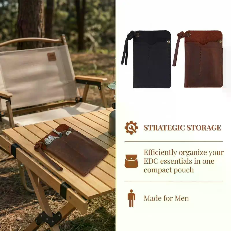Edc Carry Clip - Handmade Genuine Leather EDC Tool Multifunctional