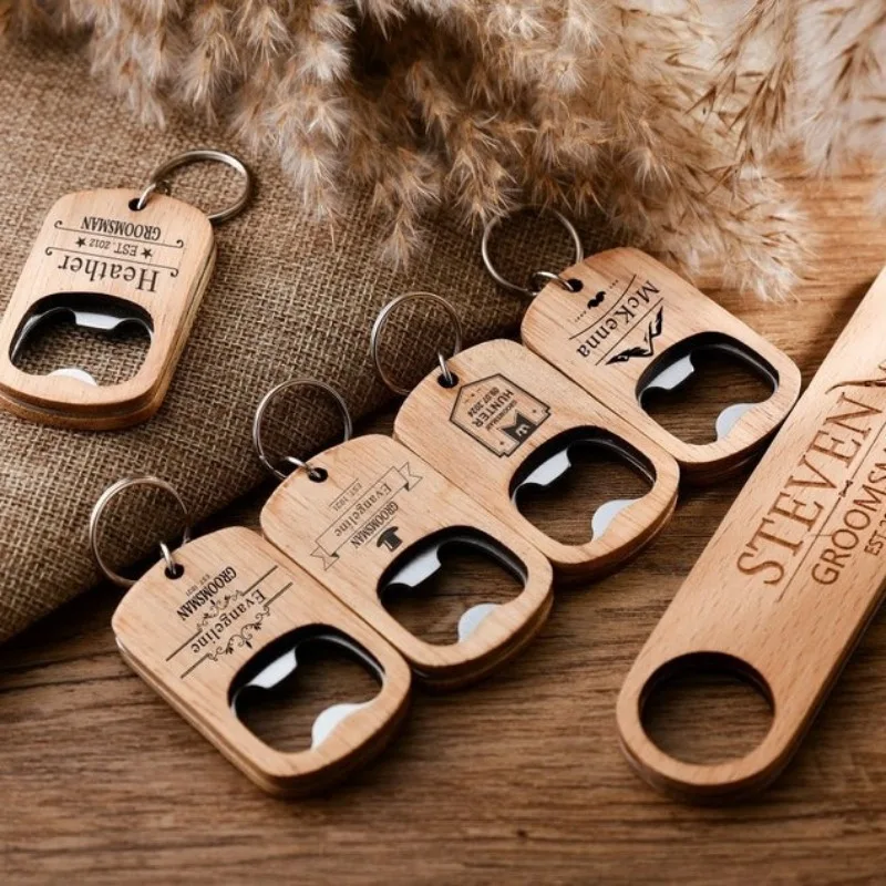 Bottle Opener Keyring - Custom Name Beers Bottle Opener Wooden