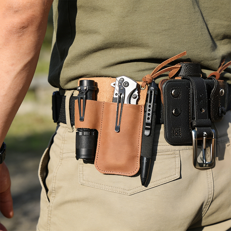 Edc Carry Box - EDC Leather Flashlight Tool Holster Multi-functional
